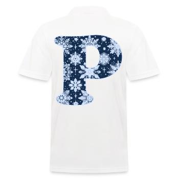 Buchstabe P Schneeflocken - Männer Poloshirt - Weiß - Hinten - Kai (181cm)