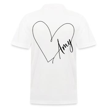 Amy Name Heart Line - Men's Polo Shirt - white - Back - Kai (181cm)