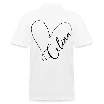 Celina Name Herzlinie - Männer Poloshirt - Weiß - Hinten - Kai (181cm)