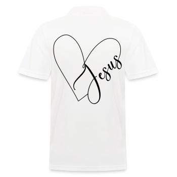 Jesus Herz Herzlinie - Männer Poloshirt - Weiß - Hinten - Kai (181cm)