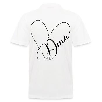 Dina Name Heart Line - Men's Polo Shirt - white - Back - Kai (181cm)