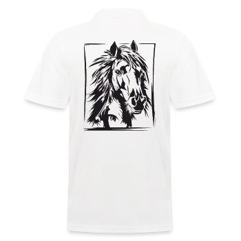 Pferd, Reiten, Dressur, Zeichnung Geschenk - Männer Poloshirt - Weiß - Hinten - Kai (181cm)