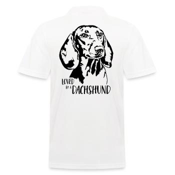 Loved by a Dachshund Hundespruch Hunde Wilsigns - Männer Poloshirt - Weiß - Hinten - Kai (181cm)