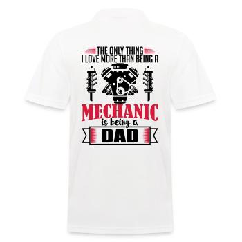 Mechanic Dad - funny fathers day gift - Men's Polo Shirt - white - Back - Kai (181cm)