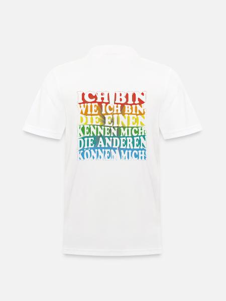 Ich bin wie ich bin - Adenauer Zitat in 3D Text - Männer Poloshirt - Weiß