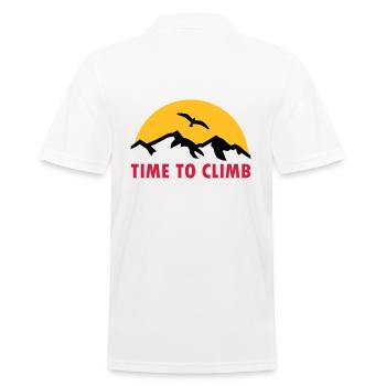 Time to climb (Berge, Sonne im Hintergrund, Vogel) - Männer Poloshirt - Weiß - Hinten - Kai (181cm)