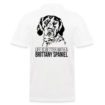 Brittany Spaniel life is better Dogs Wilsigns - Men's Polo Shirt - white - Back - Kai (181cm)