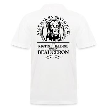 BEAUCERON Skytsengel Hundespruch Hunde Wilsigns - Männer Poloshirt - Weiß - Hinten - Kai (181cm)