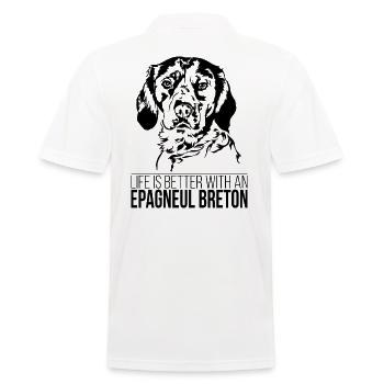 Epagneul Breton life is better Wilsigns dogs - Men's Polo Shirt - white - Back - Kai (181cm)