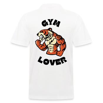 Orange Illustrated Tiger Gym Lover Weight Training - Men's Polo Shirt - white - Back - Kai (181cm)