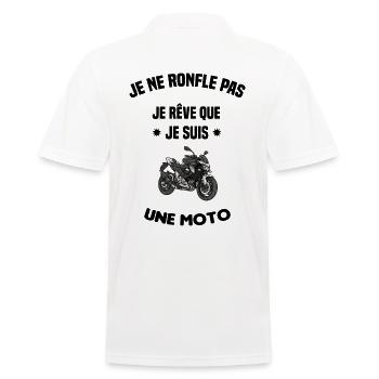 je ne ronfle pas je rêve que je suis une moto - Polo Homme - blanc - Dos - Kai (181cm)