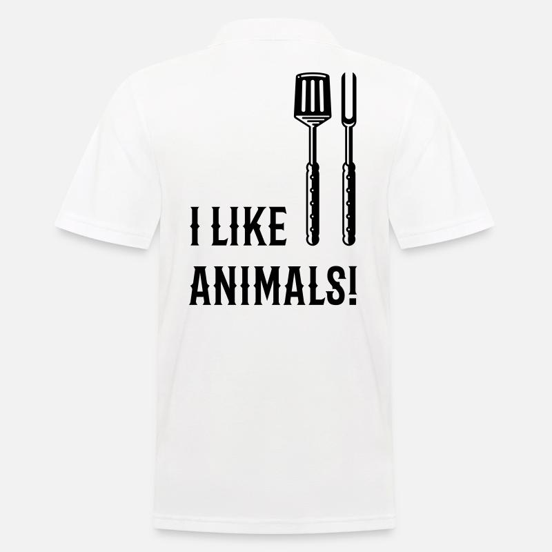 I Like Animals! (Grillbesteck / Black) - Männer Poloshirt - Weiß