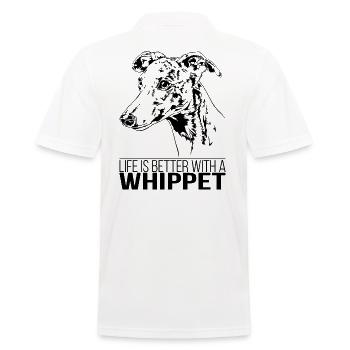 WHIPPET life is better Hundespruch Hunde Wilsigns - Männer Poloshirt - Weiß - Hinten - Kai (181cm)