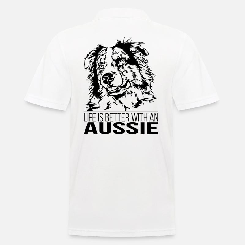 AUSSIE life is better chien sort Wilsigns - Polo Homme - blanc