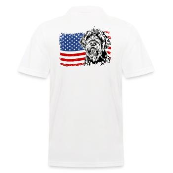 Korthals Griffon America Flag Dog Dogs Wilsigns - Men's Polo Shirt - white - Back - Kai (181cm)