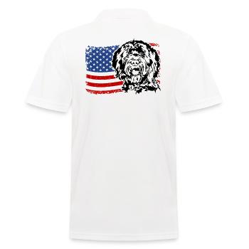 BARBET America Flag Dogs Dog Wilsigns - Men's Polo Shirt - white - Back - Kai (181cm)