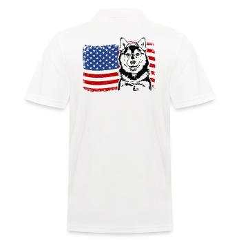 Pomsky America Flag Dog Dogs Wilsigns - Men's Polo Shirt - white - Back - Kai (181cm)