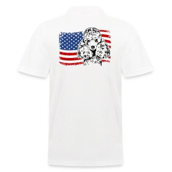 Zwergpudel Amerika Fahne Hunde Wilsigns - Männer Poloshirt - Weiß - Hinten - Kai (181cm)