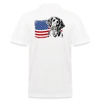 Großer Münsterländer Amerika Fahne Hunde Wilsigns - Männer Poloshirt - Weiß - Hinten - Kai (181cm)