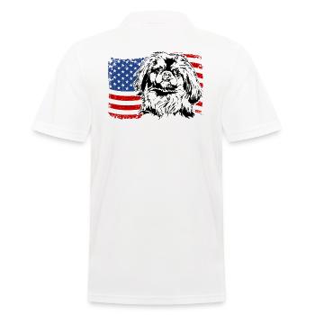 Pékinois Amérique Flag Chien Chiens Wilsigns - Polo Homme - blanc - Dos - Kai (181cm)