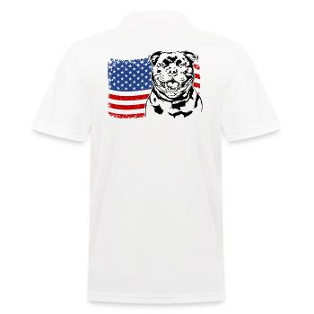 Staffordshire Bull Terrier America Flag Dogs - Men's Polo Shirt - white - Back - Kai (181cm)
