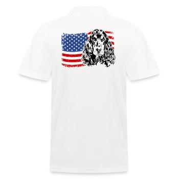 Cocker Spaniel Amerika Fahne Hunde Wilsigns - Männer Poloshirt - Weiß - Hinten - Kai (181cm)