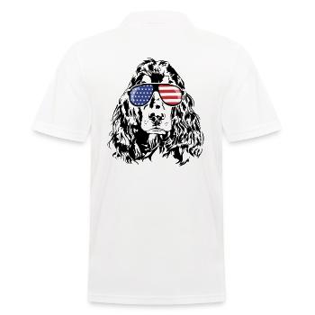 COCKER SPANIEL America Flag Glasses Dogs Wilsigns - Men's Polo Shirt - white - Back - Kai (181cm)
