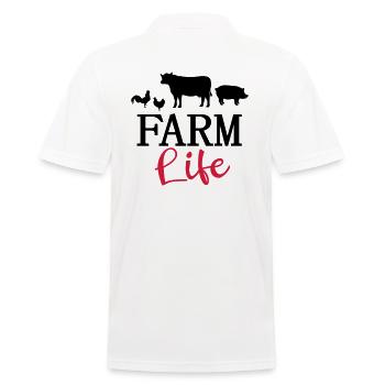 Bauernhof Leben Bauer Landwirt Kuh Huhn Schwein - Männer Poloshirt - Weiß - Hinten - Kai (181cm)