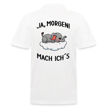 Elefant chillt Mittagsschlaf Pausemodus Feierabend - Männer Poloshirt - Weiß - Hinten - Kai (181cm)