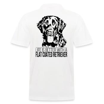 FLAT COATED RETRIEVER life is better Hund Wilsigns - Men's Polo Shirt - white - Back - Kai (181cm)