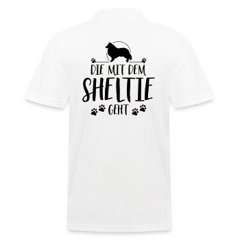 DIE MIT SHELTIE GEHT Hunde Spruch Wilsigns - Männer Poloshirt - Weiß - Hinten - Kai (181cm)