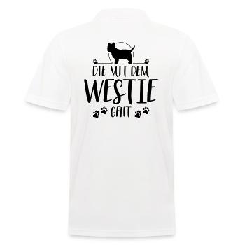 DIE MIT WESTIE GEHT Hunde Spruch Hund Wilsigns - Männer Poloshirt - Weiß - Hinten - Kai (181cm)