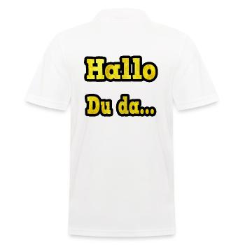 hallo du da, cooles Party motiv - Männer Poloshirt - Weiß - Hinten - Kai (181cm)