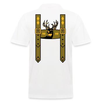 Lederhose Bayern Wiesn Hirschgeweih - Männer Poloshirt - Weiß - Hinten - Kai (181cm)