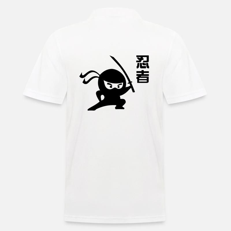 Ninja Samurai japanese cartoon - Männer Poloshirt - Weiß