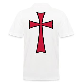 03 Templer Kreuz Mittelalter 2c - Männer Poloshirt - Weiß - Hinten - Kai (181cm)