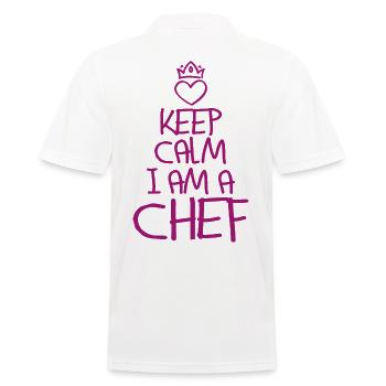 Keep Calm Chef Cool Chef Gift - Men's Polo Shirt - white - Back - Kai (181cm)