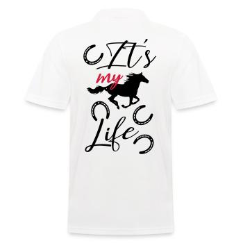 Pferd liebe Pferde Reiter reiten Reiterin Hufeisen - Männer Poloshirt - Weiß - Hinten - Kai (181cm)