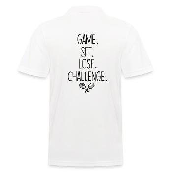 Tennis - Game - Set - Lose - Challenge - Men's Polo Shirt - white - Back - Kai (181cm)