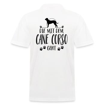 DIE MIT CANE CORSO GEHT Hunde Spruch Wilsigns - Männer Poloshirt - Weiß - Hinten - Kai (181cm)