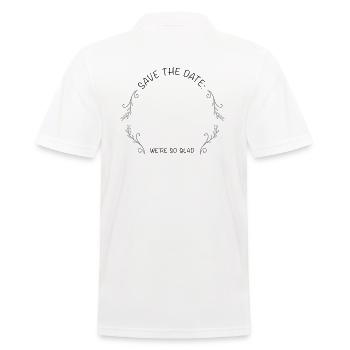 SAVE THE DATE | Merke das Datum vor. - Männer Poloshirt - Weiß - Hinten - Kai (181cm)