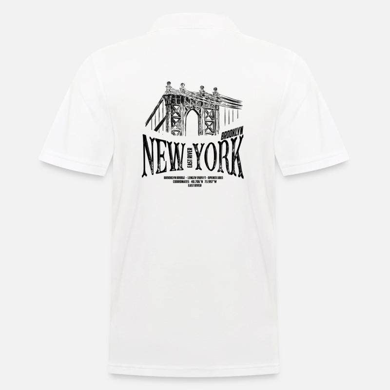 New York - Brooklyn Bridge - Männer Poloshirt - Weiß