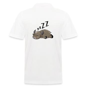 Schlafender Büffel - Männer Poloshirt - Weiß - Hinten - Kai (181cm)
