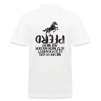 Setz mich wieder auf mein Pferd Reiter Reiten - Männer Poloshirt - Weiß - Hinten - Kai (181cm)