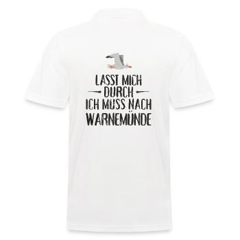 Lasst mich durch ich muss nach Warnemünde Möwe - Männer Poloshirt - Weiß - Hinten - Kai (181cm)