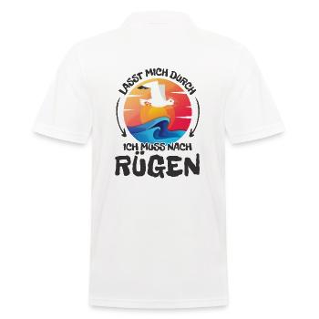 Lasst mich durch nach Rügen Möwe Sonne Strand - Männer Poloshirt - Weiß - Hinten - Kai (181cm)