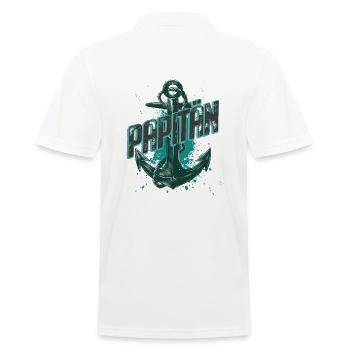 Papitän Papa Vater Kapitän Anker Boot Vatertag - Männer Poloshirt - Weiß - Hinten - Kai (181cm)