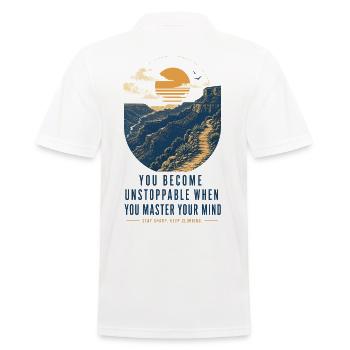 Motivational Quote – Motivation & Mindset - Männer Poloshirt - Weiß - Hinten - Kai (181cm)