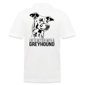 GREYHOUND life is better Dog Saying Dog Wilsigns - Men's Polo Shirt - white - Back - Kai (181cm)