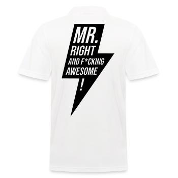 Mr Right Bachelor Design Gift - Men's Polo Shirt - white - Back - Kai (181cm)